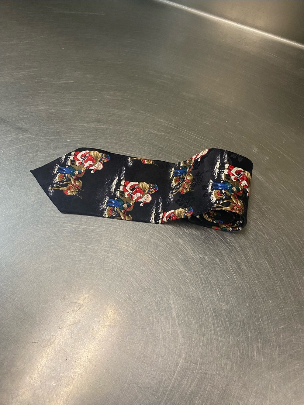 Towncraft Navy Tie with Red, Gold and Blue Holiday Motifs